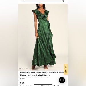 lulus emerald green wrap dress